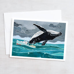 Breaching Whale & Fishing Boat Card