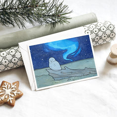 Snowy Owl Northern Lights Card
