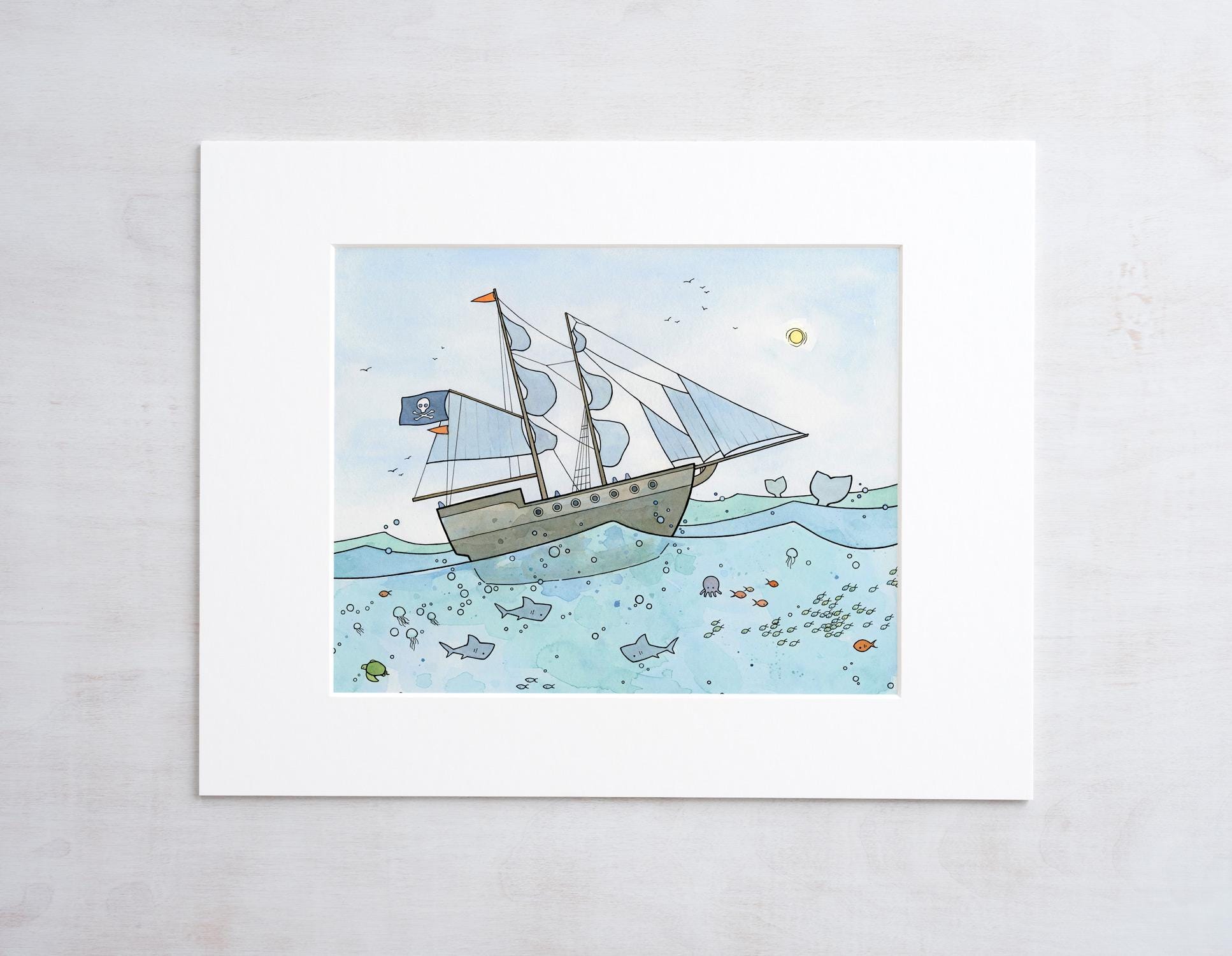 Pirate Ship Ocean Print
