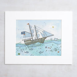 Pirate Ship Ocean Print