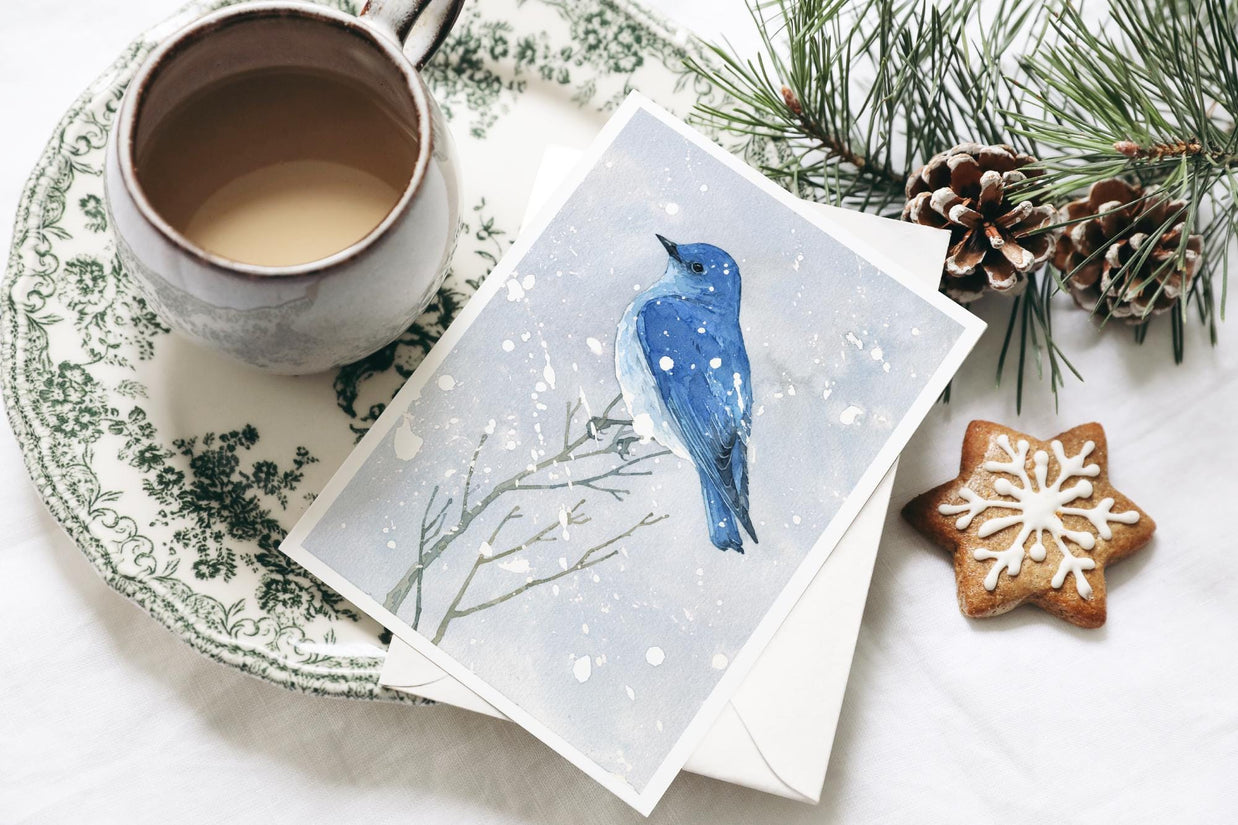 Mountain Bluebird in Snow Card Set