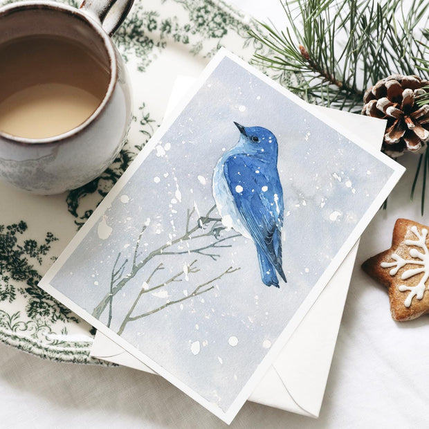 Mountain Bluebird in Snow Card Set
