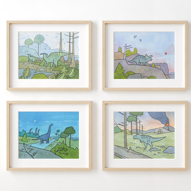 Dinosaur Illustration Prints: Children’s Wall Art Set