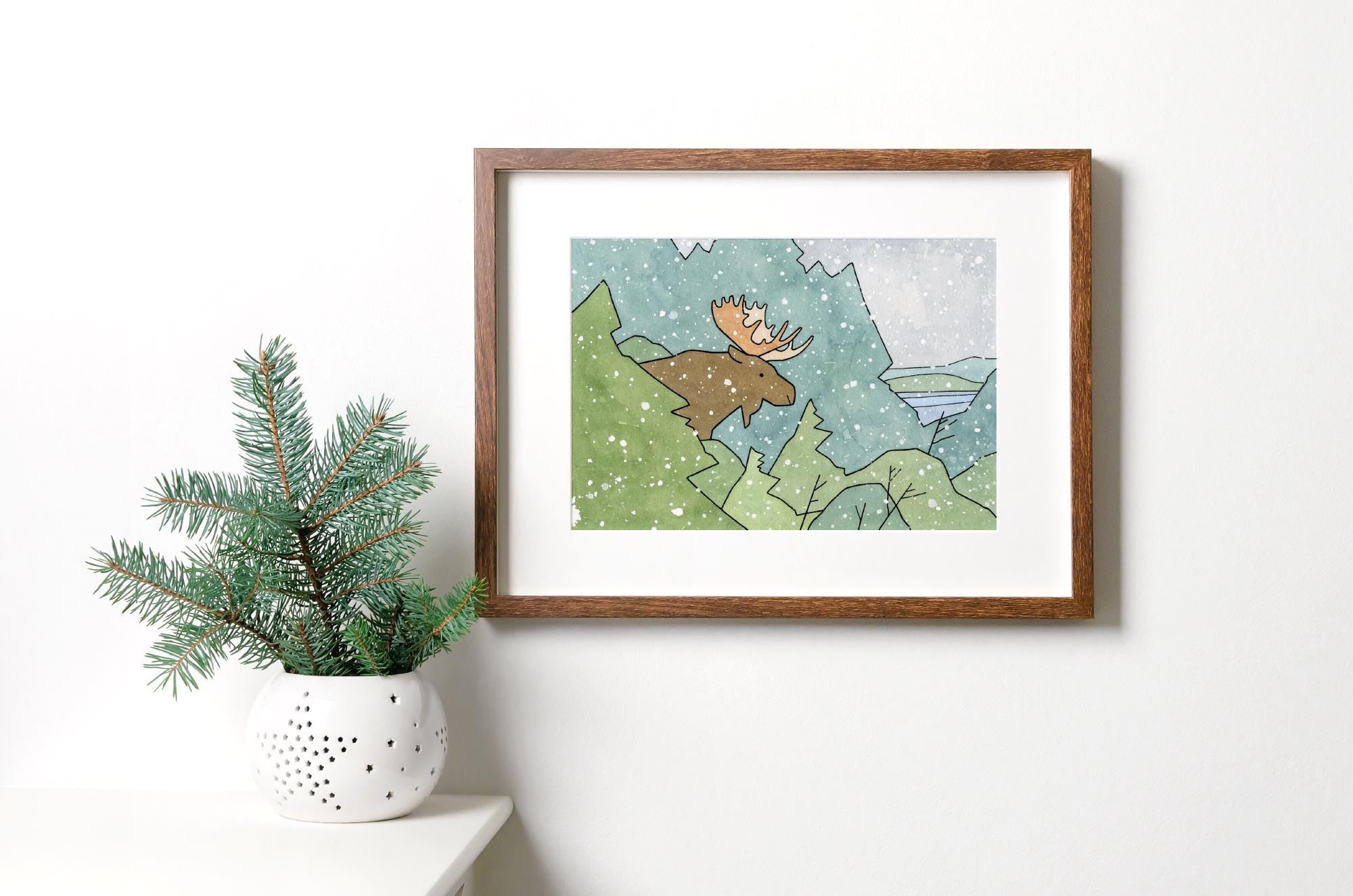 Moose in Snow Art Print
