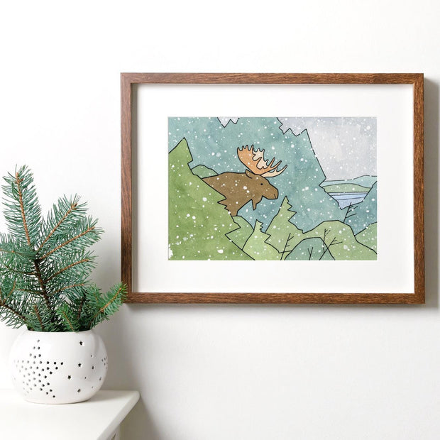 Moose in Snow Art Print