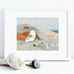 Snowy Owl Winter Beach Print