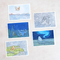Owls Christmas Holiday Card Set II