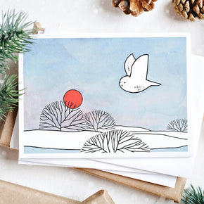 Owls Christmas Holiday Card Set I