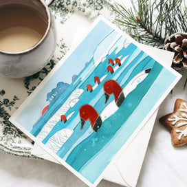 Canvasback Ducks Winter Holiday Card Set