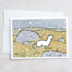 White Weasel in Snow Card