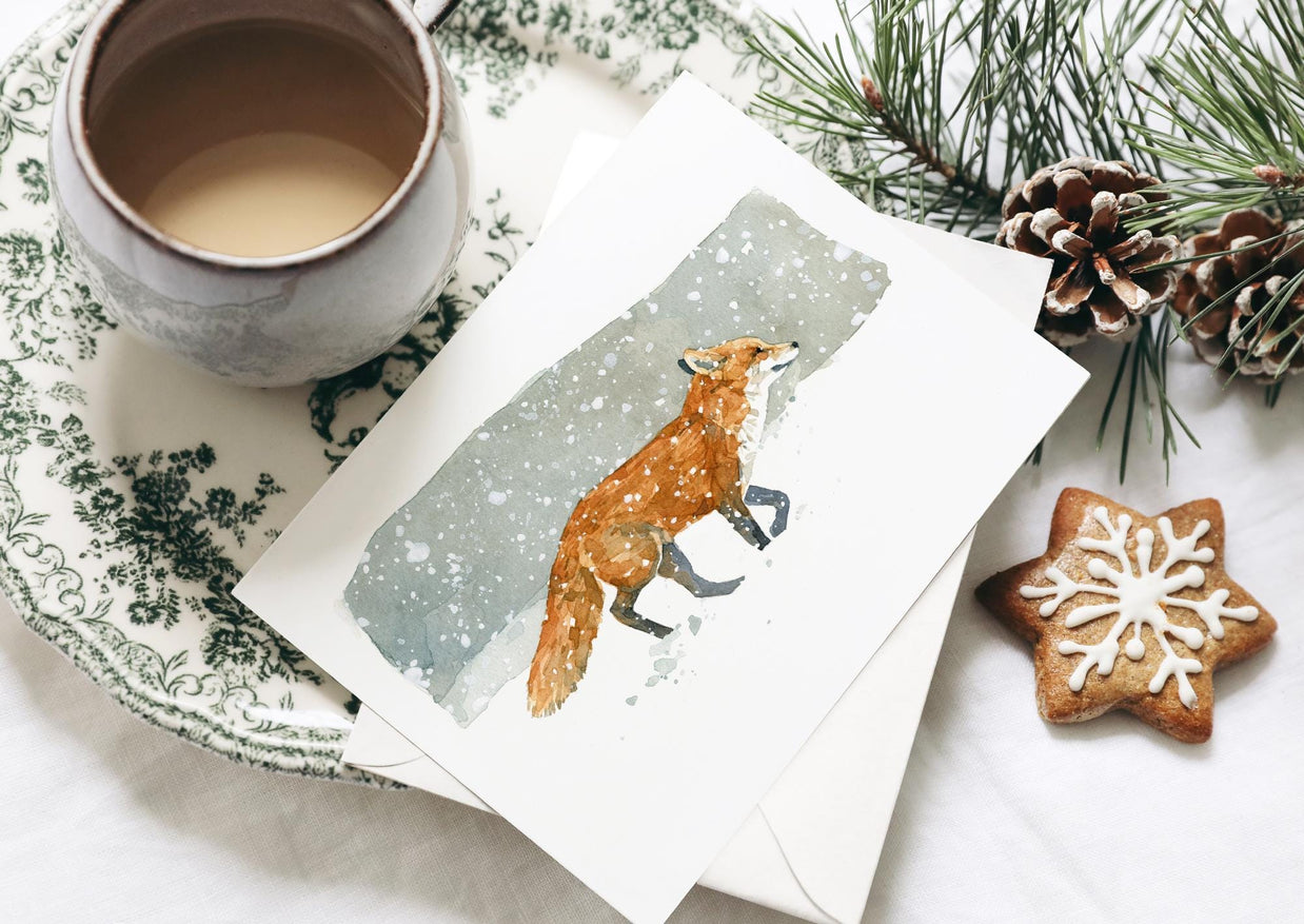 Red Fox in Snow Winter Card