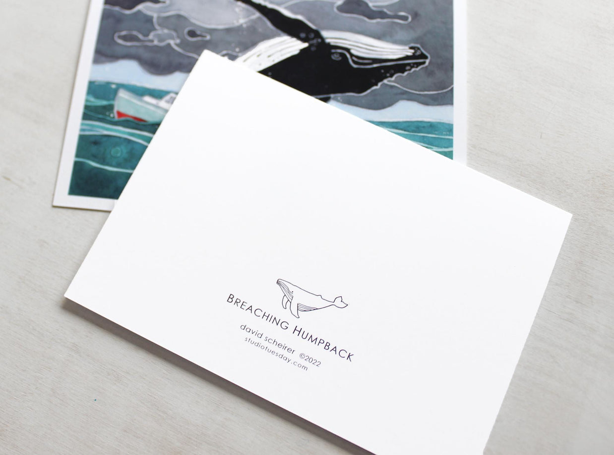 Breaching Whale & Fishing Boat Card