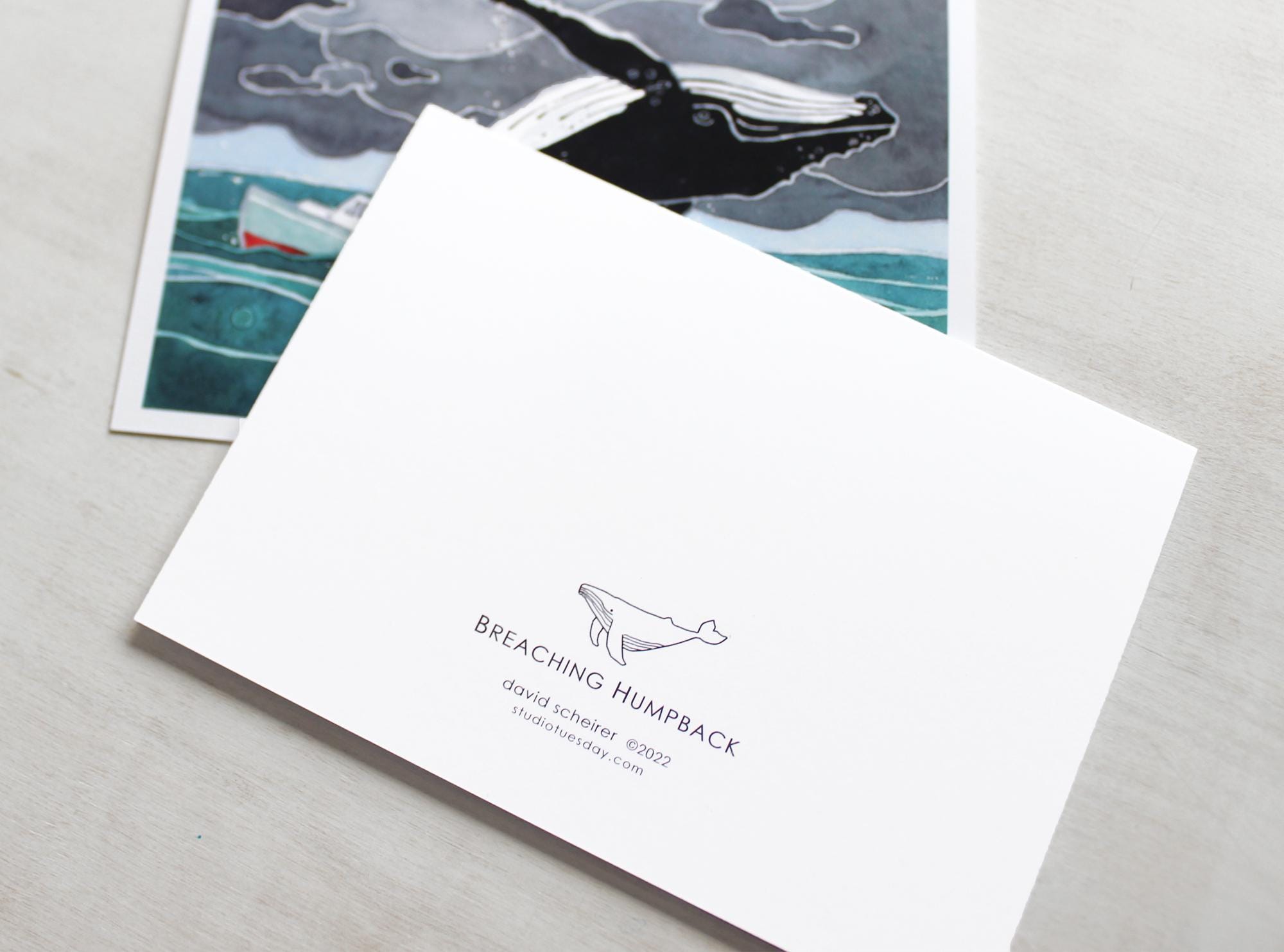 Breaching Whale & Fishing Boat Card