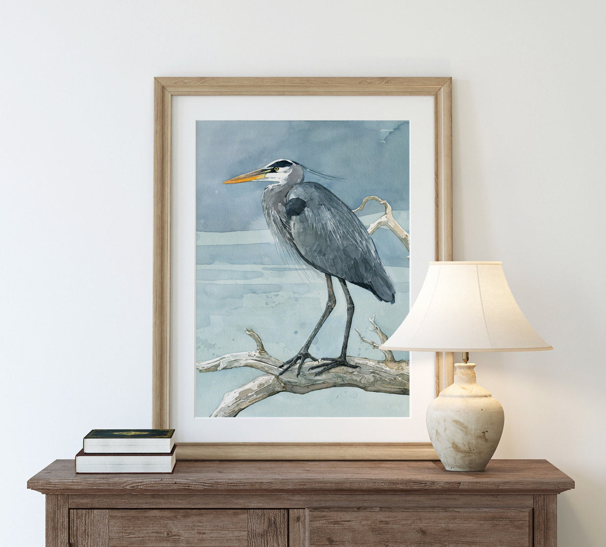 Great Blue Heron on Branch Print