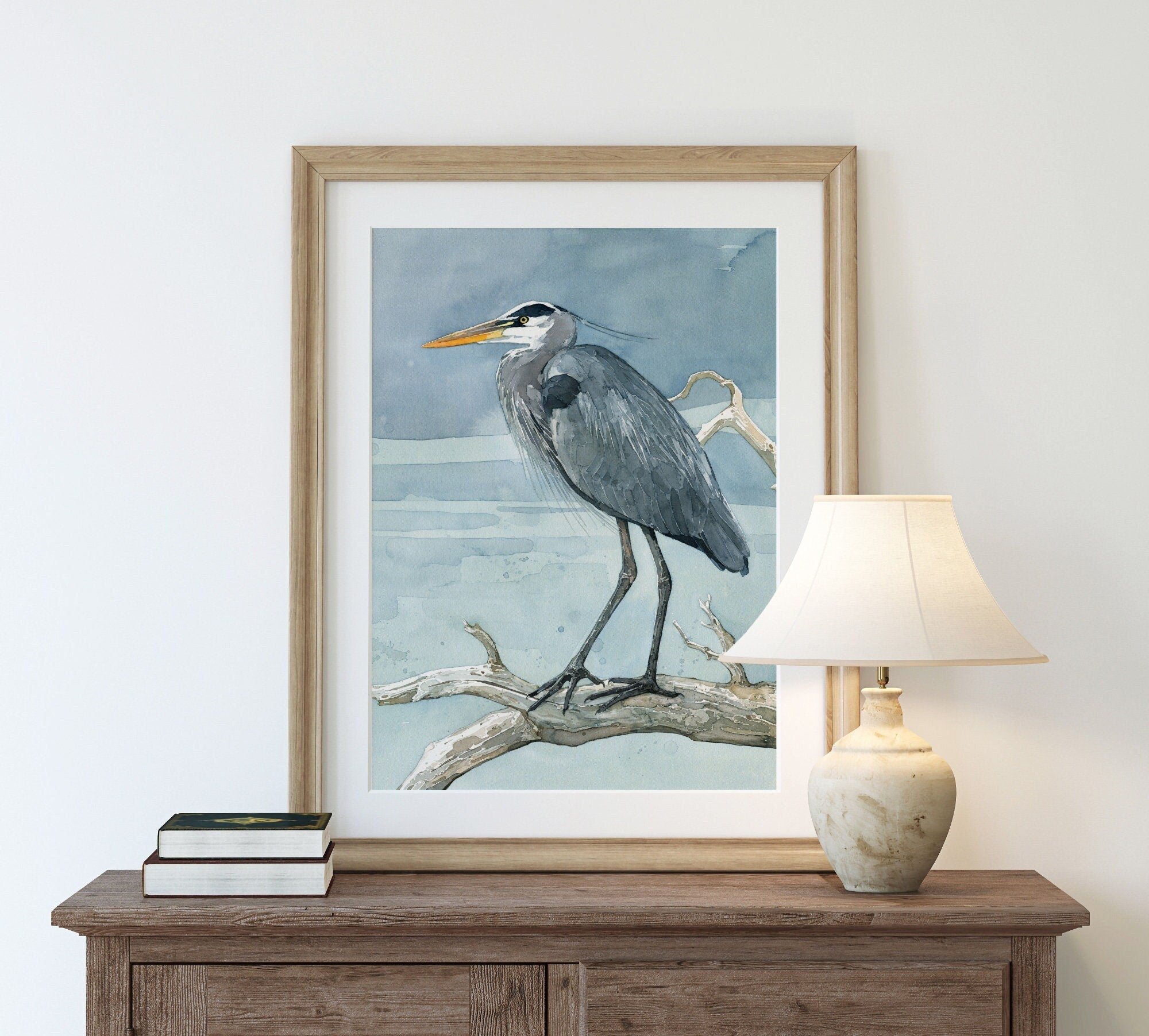 Great Blue Heron on Branch Print
