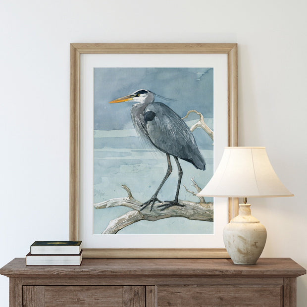Great Blue Heron on Branch Print