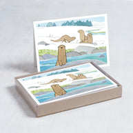 River Otters Winter Card Set