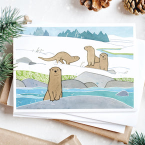 River Otters in Snow Card