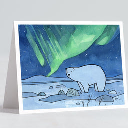 Polar Bear Northern Lights Card