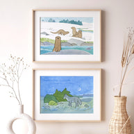 Coyote and Moon Art Print