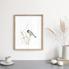 Chickadee On Branch Print