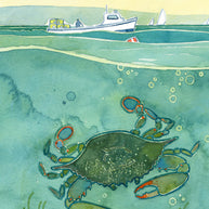 Blue Crab Print Fishing Boat Print