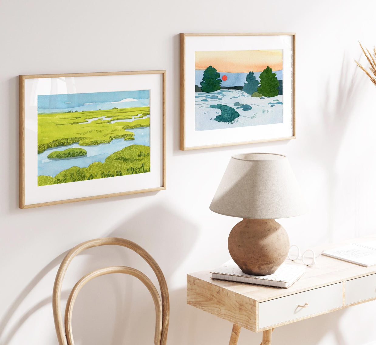 Winter Pines Sunset Landscape Print