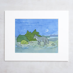 Coyote and Moon Art Print