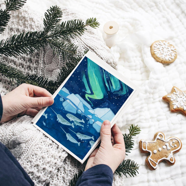 Narwhals Northern Lights Card Set