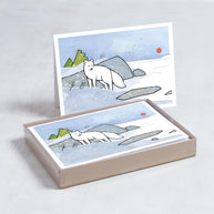 Arctic Fox Holiday Card Set 10 Blank Notecards
