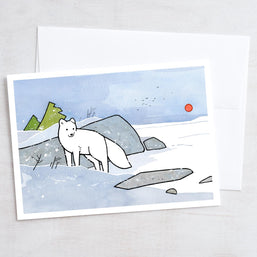 Arctic Fox Holiday Card Set 10 Blank Notecards