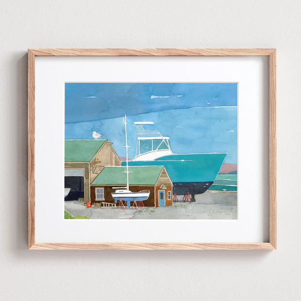 Boatyard Watercolor Print