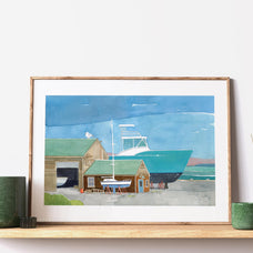 Boatyard Watercolor Print