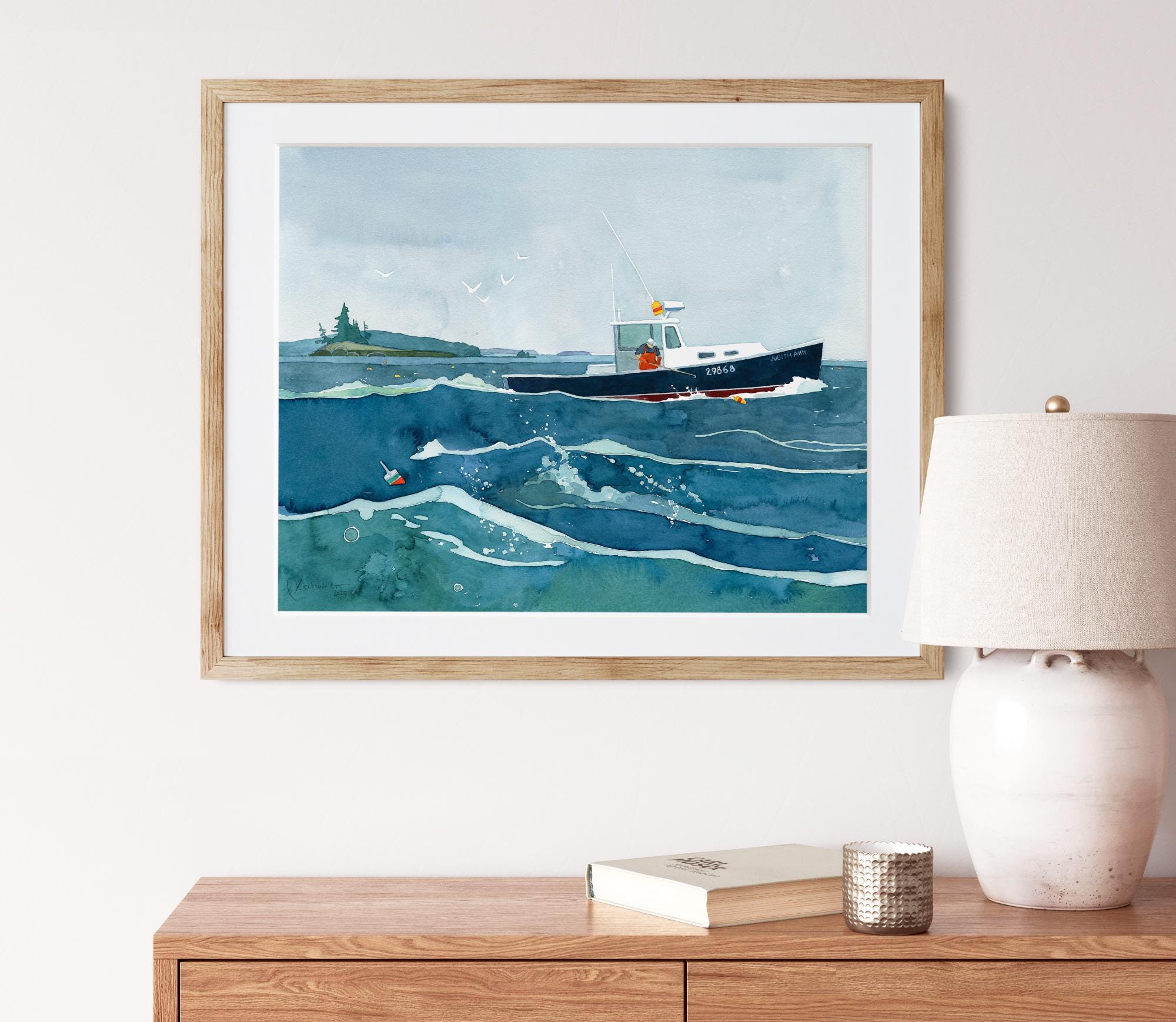 Lobster Fishing Boat Seascape Print