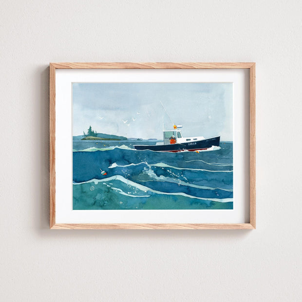 Lobster Fishing Boat Seascape Print