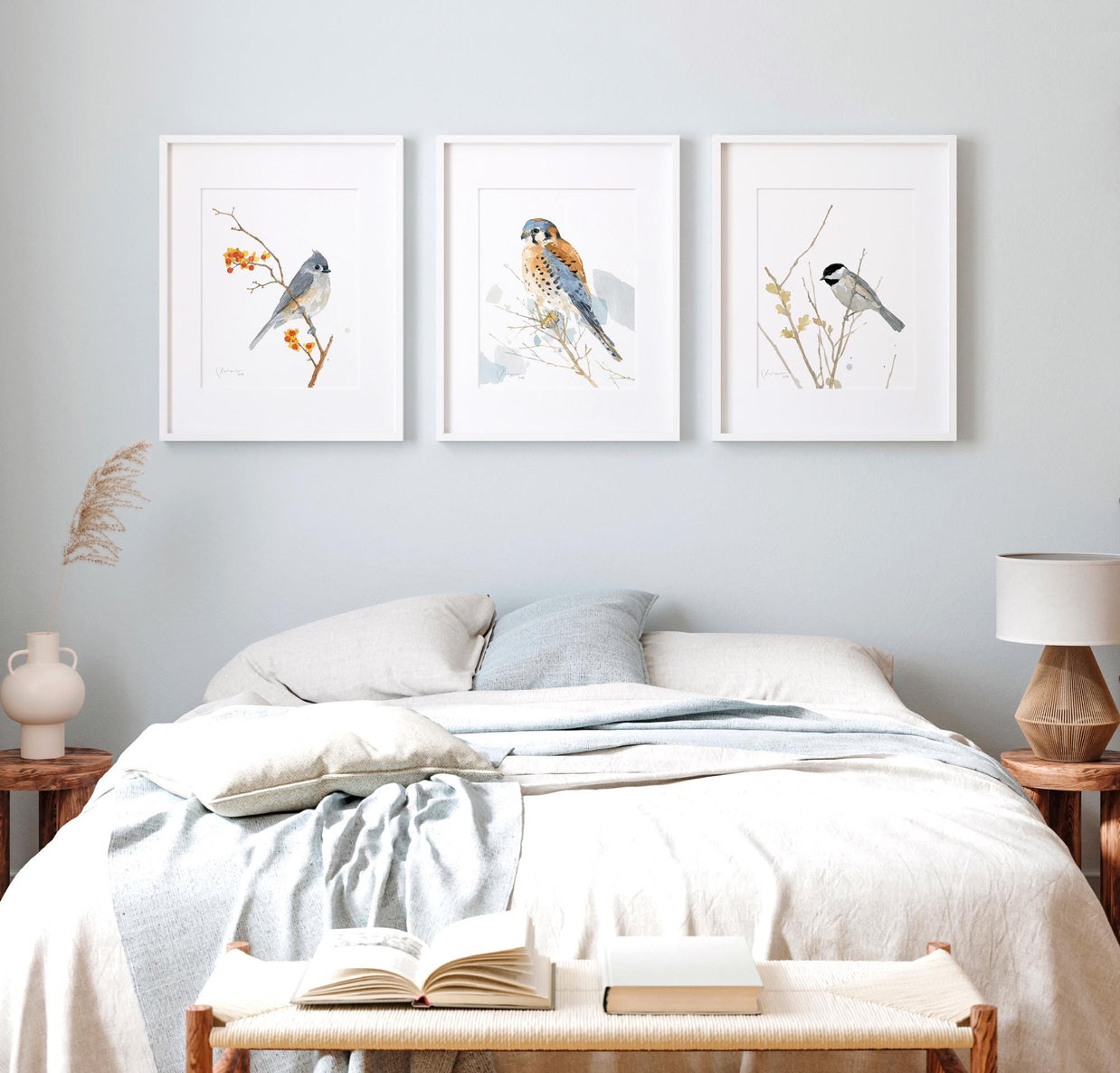 Tufted Titmouse on Bittersweet Print