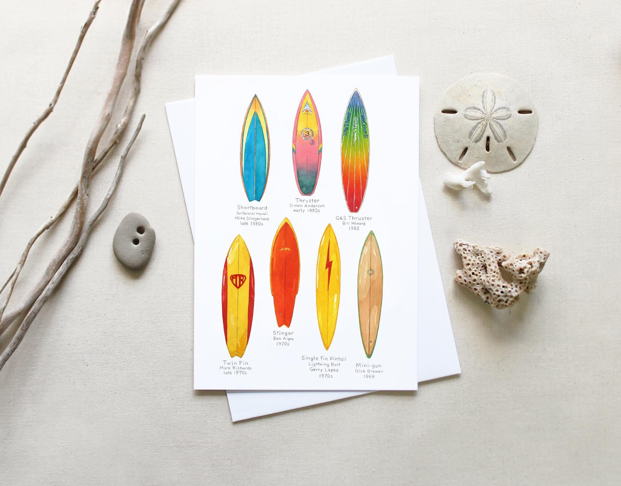 Vintage Surfboards Card: 70s & 80s