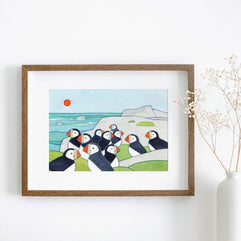 Puffin Colony Coastal Print