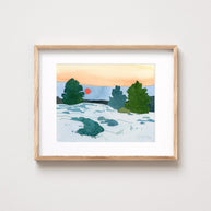 Winter Pines Sunset Landscape Print