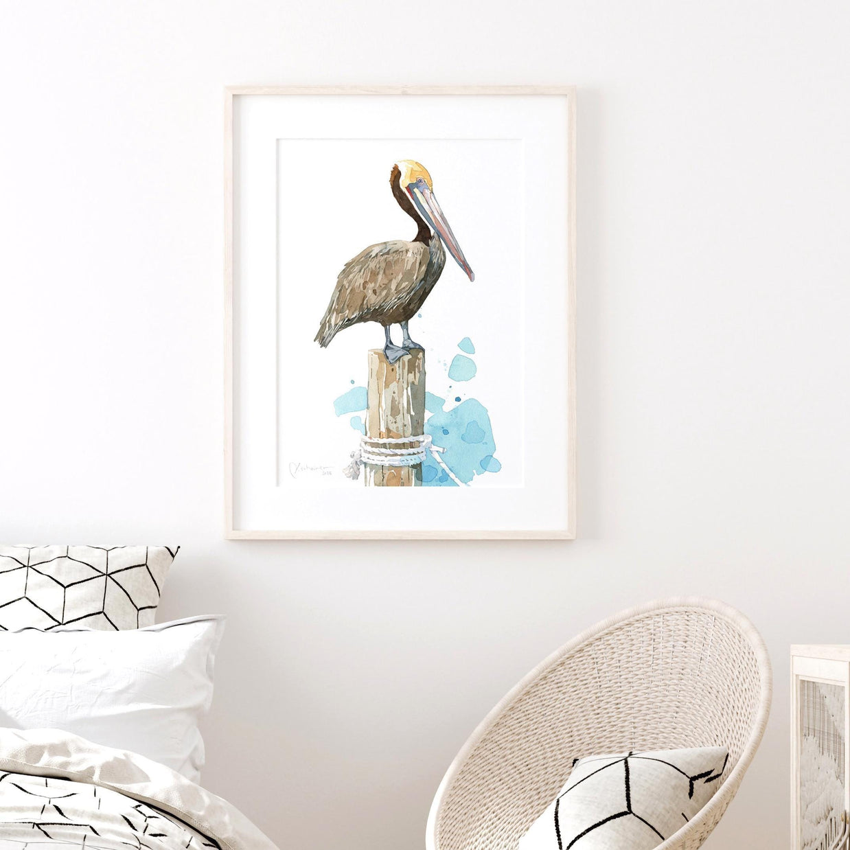 Brown Pelican on Piling Print