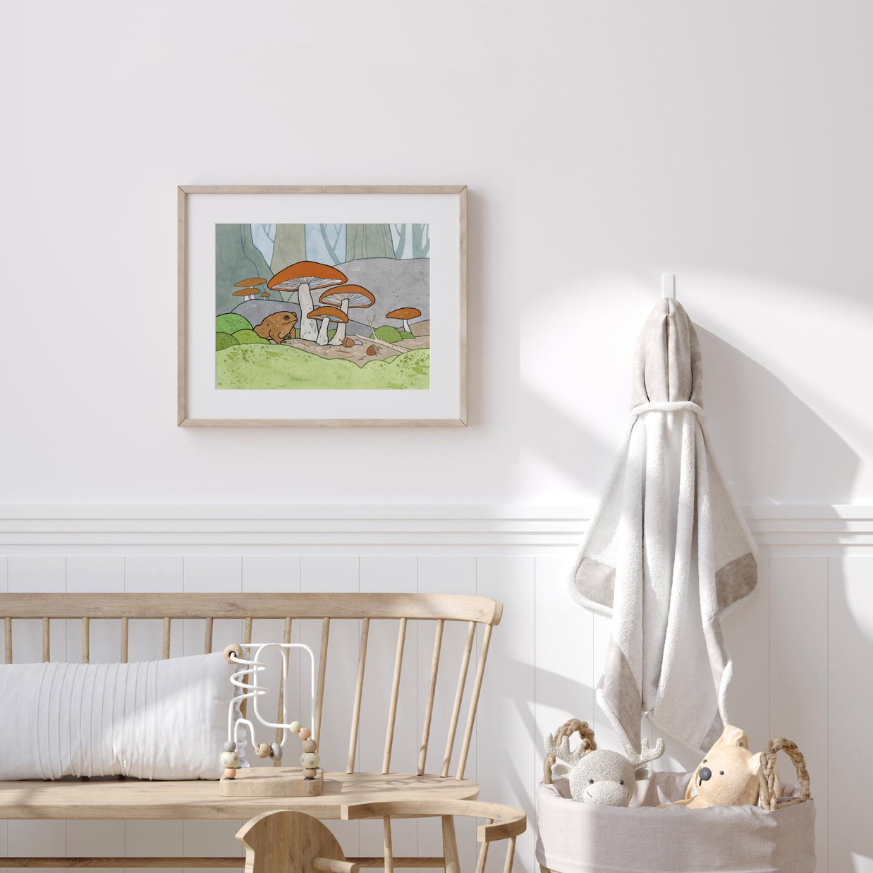 Toad Under Mushrooms Print