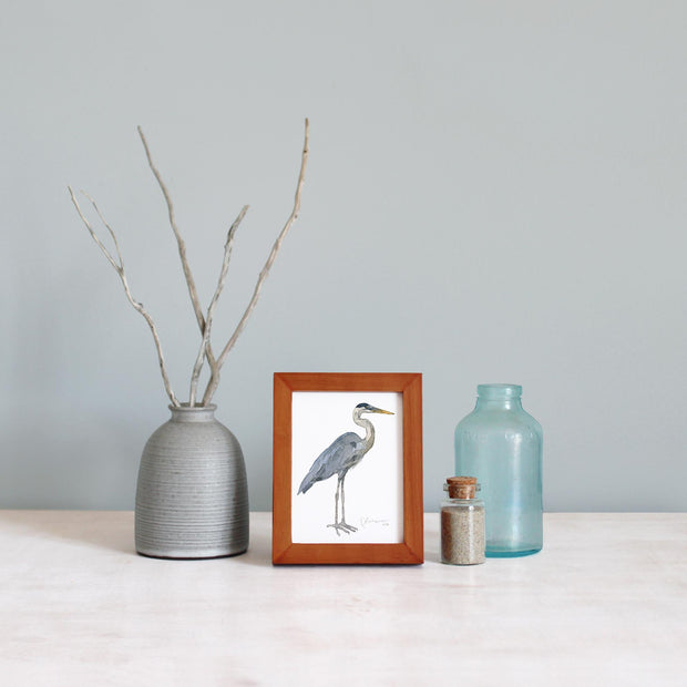 Mini Framed Heron Watercolor Print