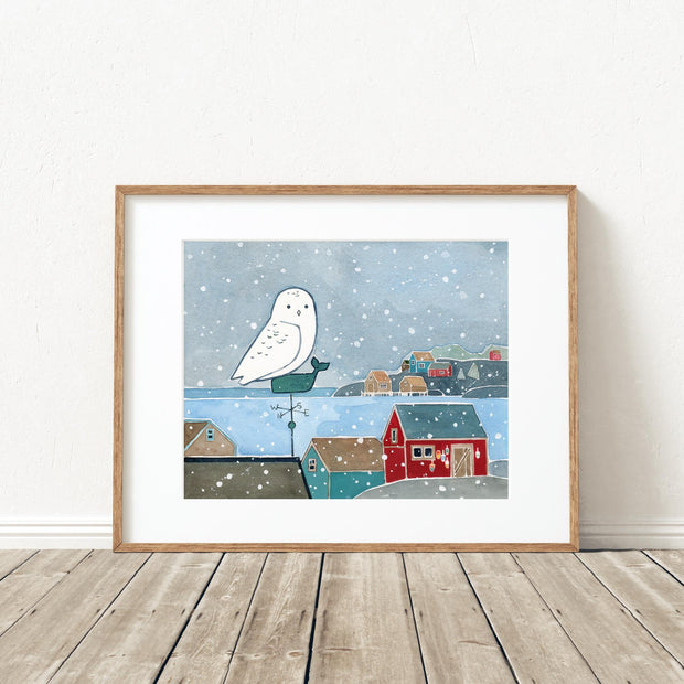 Snowy Owl Coastal New England Print