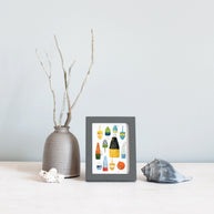 Framed Mini Lobster Buoys Watercolor Print Tabletop Frame Maritime Living