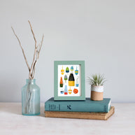 Framed Mini Lobster Buoys Watercolor Print Tabletop Frame Maritime Living