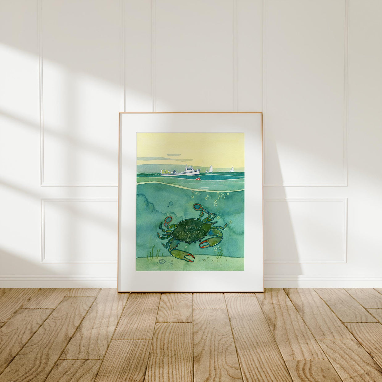 Blue Crab Print Fishing Boat Print