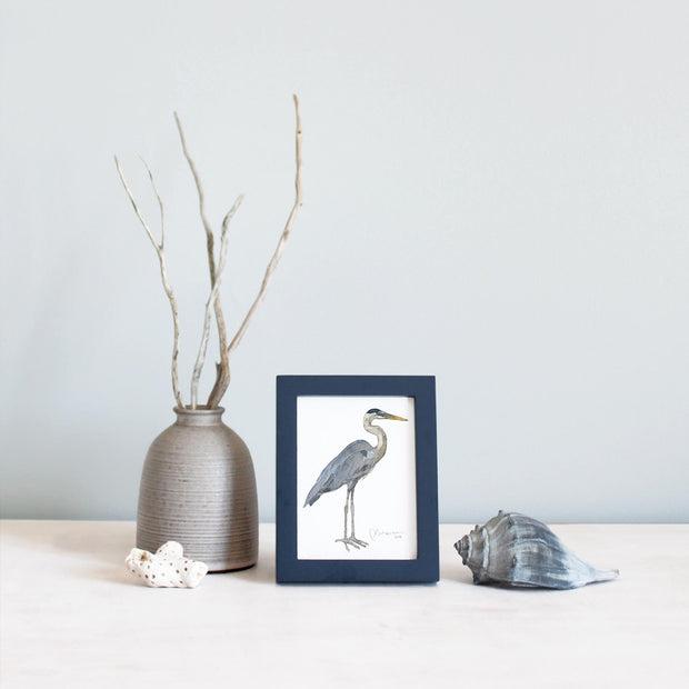 Mini Framed Heron Watercolor Print