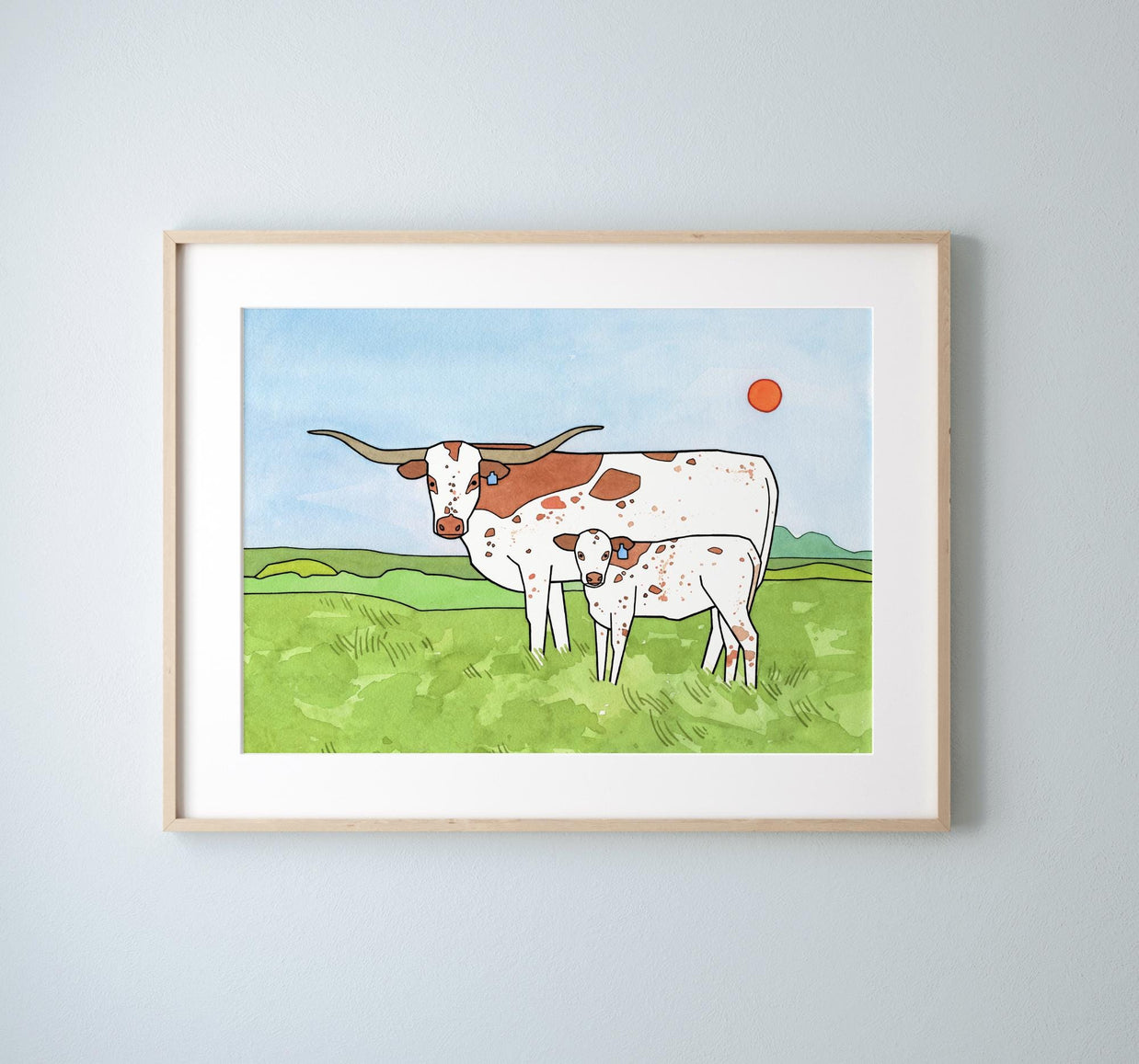 Longhorn Cows Print