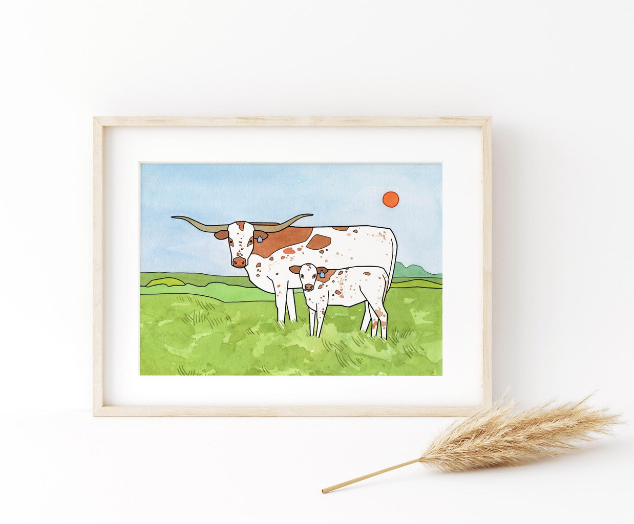 Longhorn Cows Print