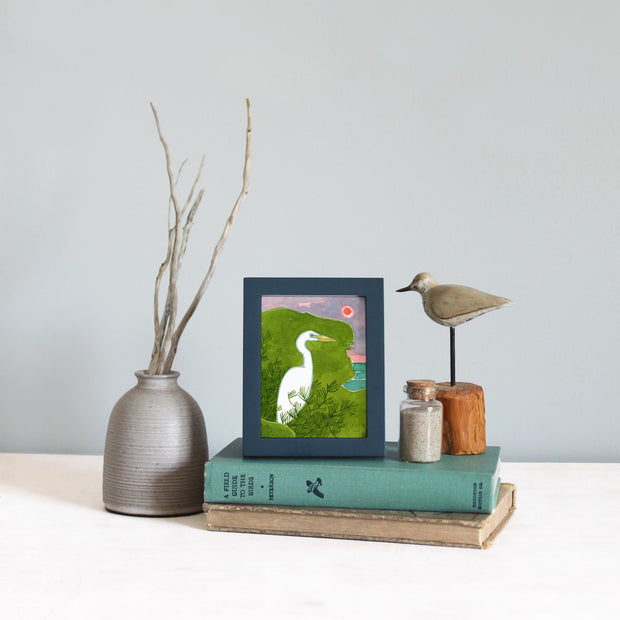 Framed Mini Egret Watercolor Print